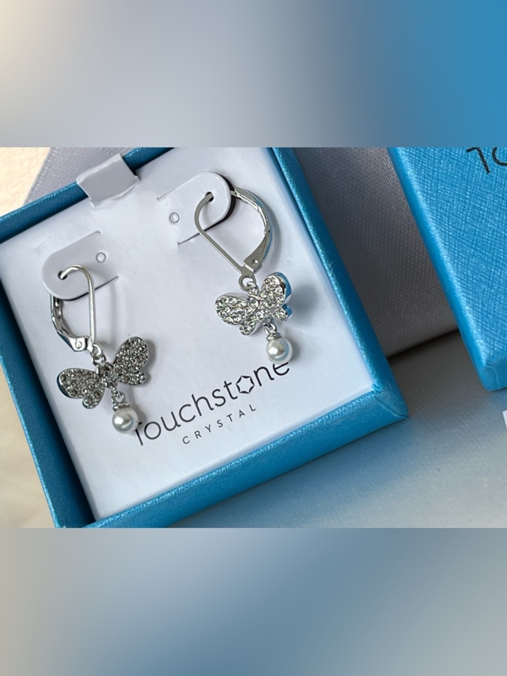 TSC by Swarovski white crystals & pearls Fly By earrings BNIB retail $89 - Picture 7 of 8